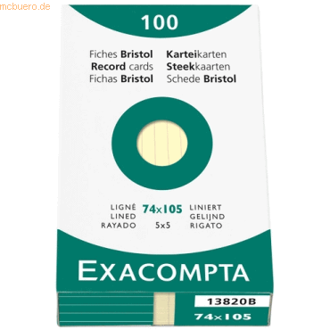 Exacompta Karteikarten A7 liniert gelb VE=100 Stck