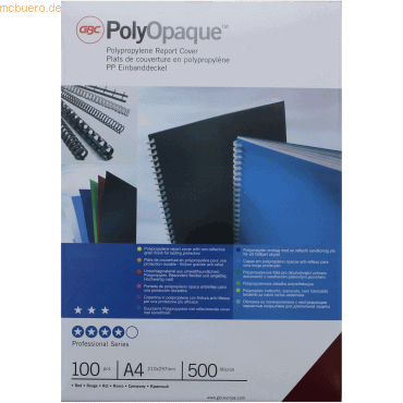 GBC Deckblatt PolyClear A4 PP 500 Micron VE=100 Stck rot