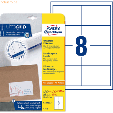 Avery Zweckform Universal-Etiketten ultragrip 97x67,7 mm VE=240 Etiket
