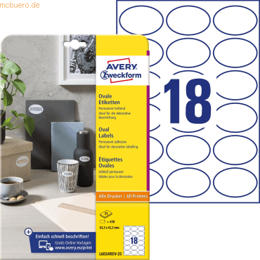 Avery Zweckform Etiketten A4 63.5x42.3mm VE=450 Stck