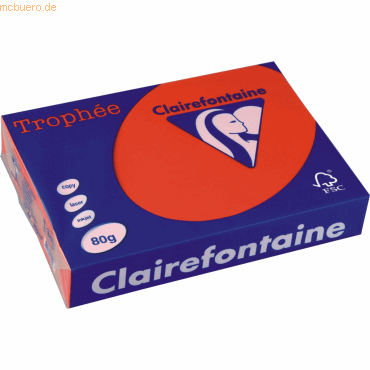 Clairefontaine Kopierpapier Trophee Intensiv A4 80g/qm korallenrot VE=