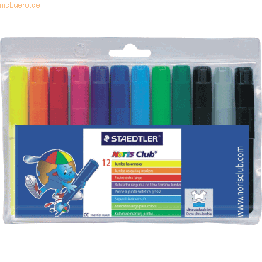 10 x Staedtler Fasermaler Noris Club Jumbo Rundspitze 12er Etui