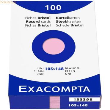 Exacompta Karteikarten A6 blanko rosa VE=100 Stck