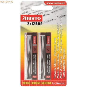 10 x Aristo Feinminen Hi-Polymer 2B 0,5mm VE=6 Stck