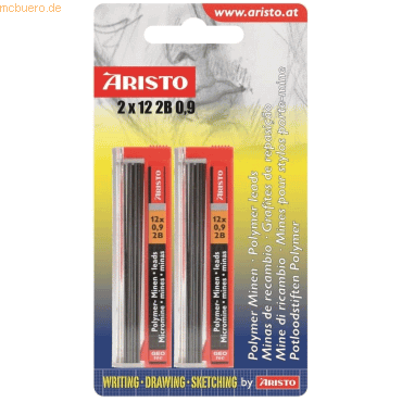 10 x Aristo Feinminen Hi-Polymer 0,9mm 2B VE=6 Stck