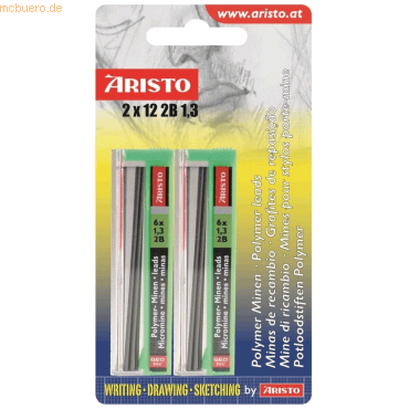 10 x Aristo Feinminen Hi-Polymer 2B 1,3mm VE=2x6 Stck