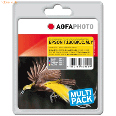 AgfaPhoto Tinte kompatibel mit Epson T130640 cyan, gelb, magenta, schw