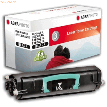 AgfaPhoto Toner kompatibel mit Lexmark E260A21E schwarz