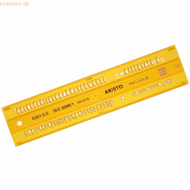 Aristo Schriftschablone Isonorm Typ B gerade (Mittelschrift) 2,5mm gel