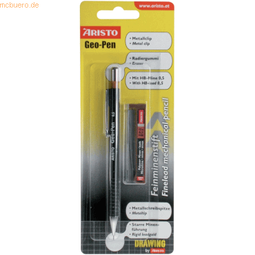 10 x Aristo Feinminenstift Geo-Pen 0,5mm schwarz Blister