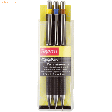 Aristo Feinminenstift Geo-Pen Set 0,35/0,5/0,7mm schwarz 3 Stck