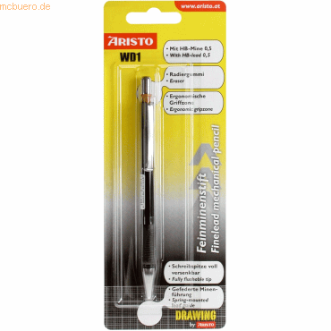 10 x Aristo Feinminenstift WD1 0,5mm schwarz Blister
