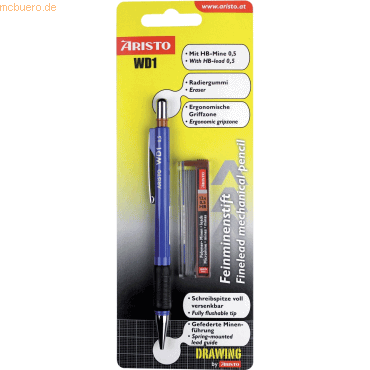 10 x Aristo Feinminenstift WD1 0,5mm blau Blister