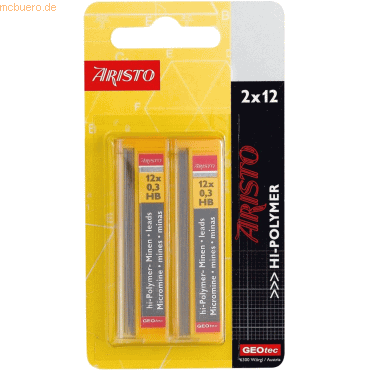 10 x Aristo Feinminen 0,3mm HB Blister VE=2x 12 Stck