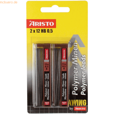 10 x Aristo Feinminen 0,5mm HB Blister VE=2x 12 Stck
