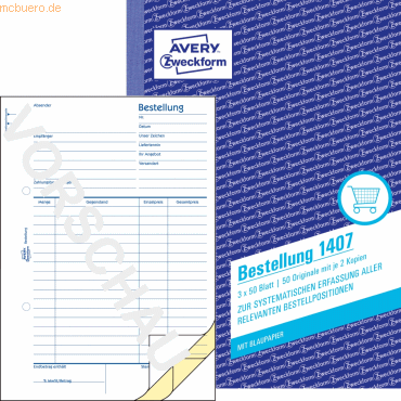Avery Zweckform Formularbuch Bestellung A5 vorgelocht 3x50 Blatt