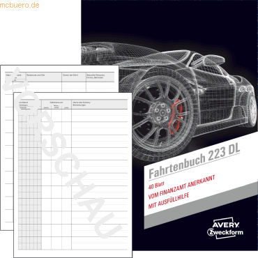 10 x Avery Zweckform Fahrtenbuch A5 hoch fr Pkw mit 40 Blatt Drivers