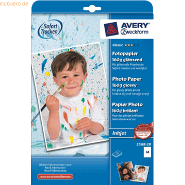 Avery Zweckform Fotopapier Superior A4 160g/qm glnzend VE=20 Stck