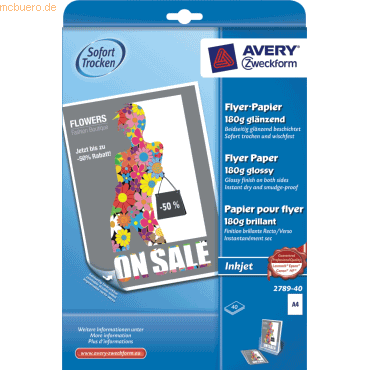 Avery Zweckform Inkjet Flyer-Papier A4 beidseitig beschichtet glnzend