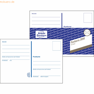 50 x Avery Zweckform Postkarte A6 vorgedruckt 10 Karten wei