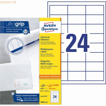 Avery Zweckform Universal-Etiketten ultragrip 64,6x33,8 mm VE=5.280 Et