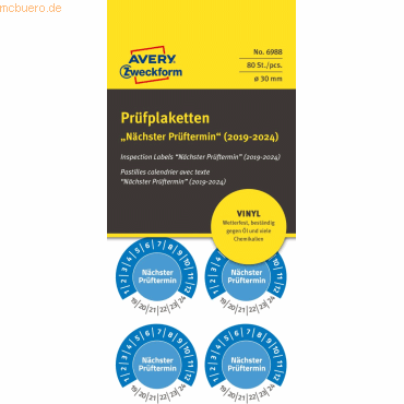 Avery Zweckform Prfplaketten -Geprft- (2019-2024) 30mm extra resiste