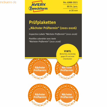 Avery Zweckform Prfplaketten -Nchster Prftermin- (2021-2026) 30mm o