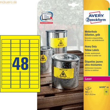 Avery Zweckform Wetterfeste Folien-Etiketten 45,7x21,2 mm wetterfest 2