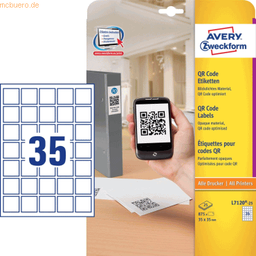 Avery Zweckform QR-Etiketten 35x35mm VE=875 Stck wei blickdicht