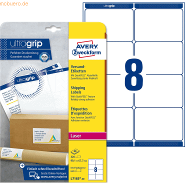 Avery Zweckform Versandetiketten 99,1x67,7 mm VE=320 Etiketten / 40 Bo