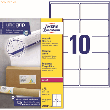 Avery Zweckform Versandetiketten 99,1x57 mm VE=1.000 Etiketten / 100 B