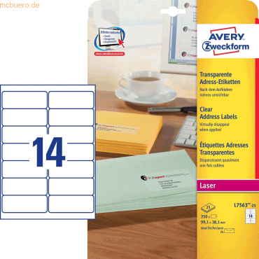 Avery Zweckform Adress-Etiketten 99,1x38,1 mm 25 Blatt/350 Etiketten t