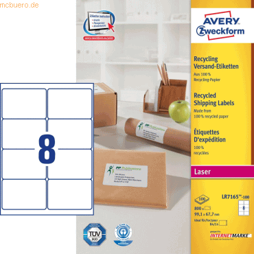 Avery Zweckform Versand-Etiketten 99,1x67,7 mm Recycling 100 Blatt/800