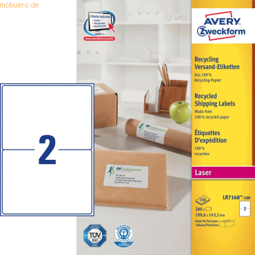 Avery Zweckform Versand-Etiketten 199,6x143,5 mm Recycling 100 Blatt/2