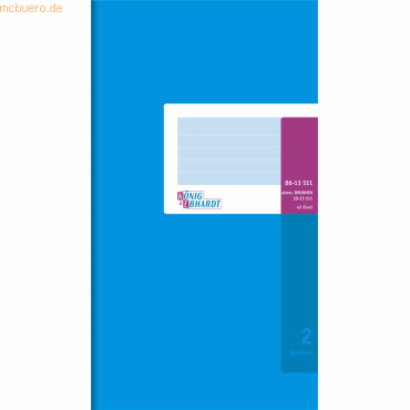 K+E Spaltenbuch 16,5x29,7cm 40 2 Spalten 40 Blatt Karton
