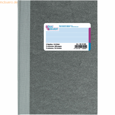 K+E Spaltenbuch 16,5x29,7cm 2 Spalten 144 Blatt Deckenband grau