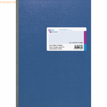 K+E Kladde A4 liniert 96 Blatt Register A-Z Spezialpappe blau