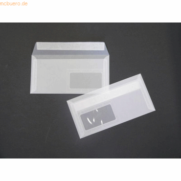 Blanke Briefumschlge Offset transparent DINlang 90g/qm HK Fenster VE=