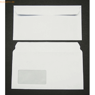 Blanke Briefumschlge 115x225mm 80g/qm selbstklebend Fenster VE=1000 S