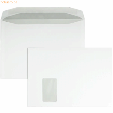 Blanke Kuvertierhllen C4 90g/qm gummiert Fenster VE=250 Stck wei