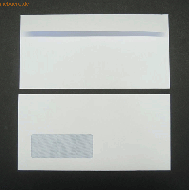 Blanke Briefumschlge DINlang 120g/qm haftklebend Sonderfenster VE=500