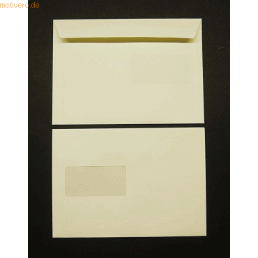 Blanke Briefumschlge C5 120g/qm haftklebend Fenster VE=500 Stck crem