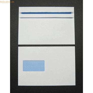 Blanke Briefumschlge 162x238mm 90g/qm selbstklebend Fenster VE=500 St