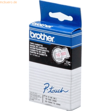 Brother Schriftband TC-102 12mm farblos/rot