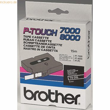 Brother Schriftband TX-315 6mm schwarz/wei
