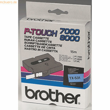 Brother Schriftband TX-531 12mm blau/schwarz