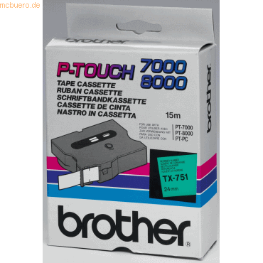 Brother Schriftband TX-751 24mm grn/schwarz