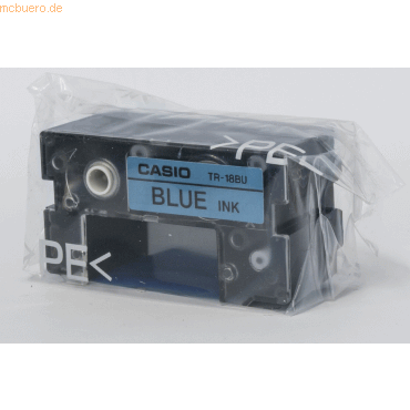 Casio Schriftbandkassette TR-18 BU 18mm blau auf wei