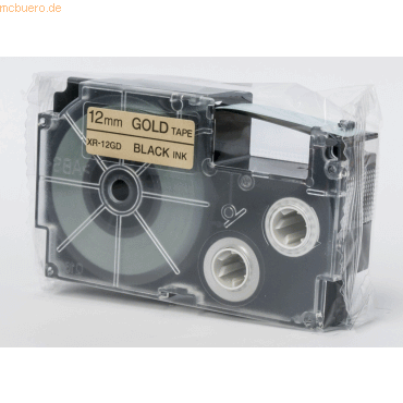 Casio Schriftbandkassette XR-12 GD 12mm schwarz auf gold