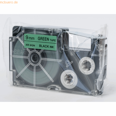 Casio Schriftbandkassette XR-9 GN 9mm schwarz auf grün